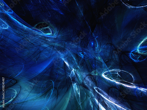 blue abstract fractal background 3d rendering illustration