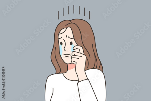 Unhappy woman feel stressed crying 