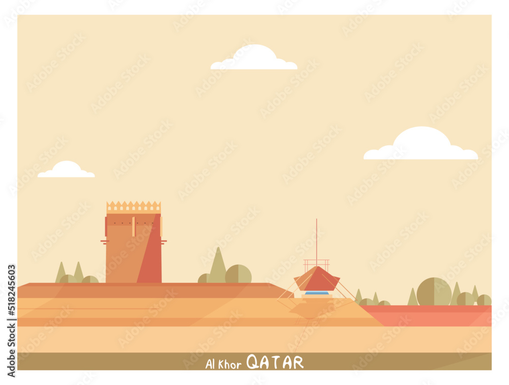 Vecteur Stock The Al Khor Towers are three historical watchtowers found