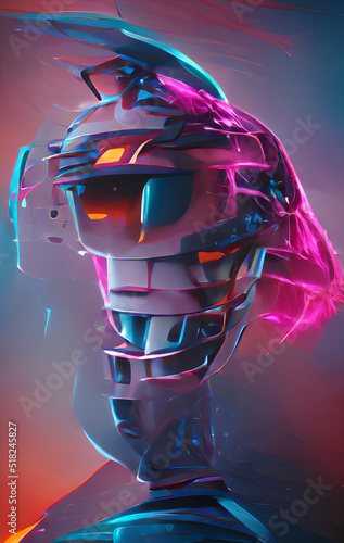 robot head, digital painting, concept illustration