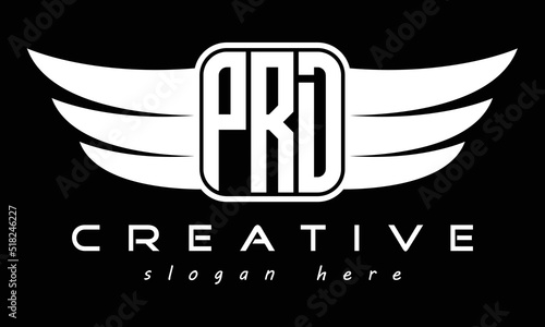 PRD three Letter wing minimalist creative concept icon eagle symbol professional logo design, Vector template