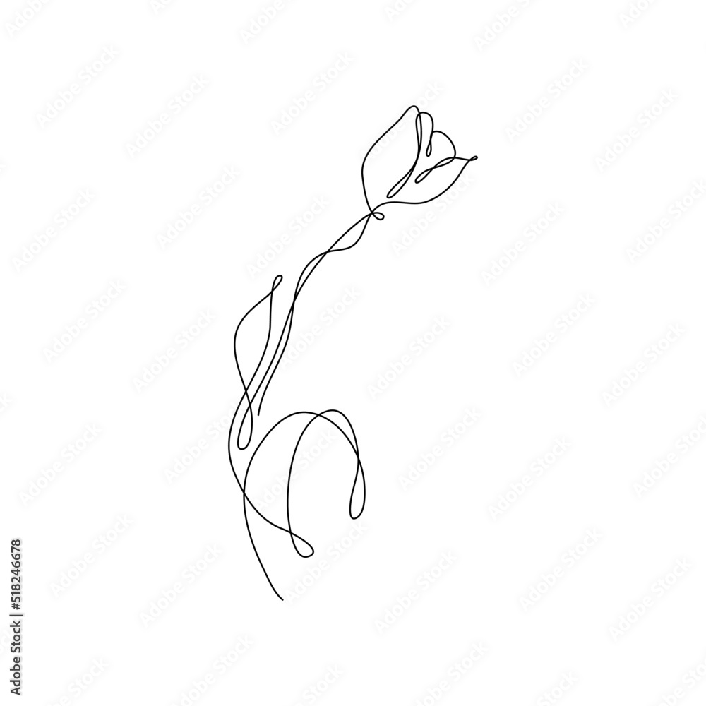 Fototapeta premium Abstract Flower Tulip continuous line drawing art singulart aesthetic simple Perfect for print, wall decor, phone case, shirt, sticker, pillow, acrylic, border, wallpaper, wedding
