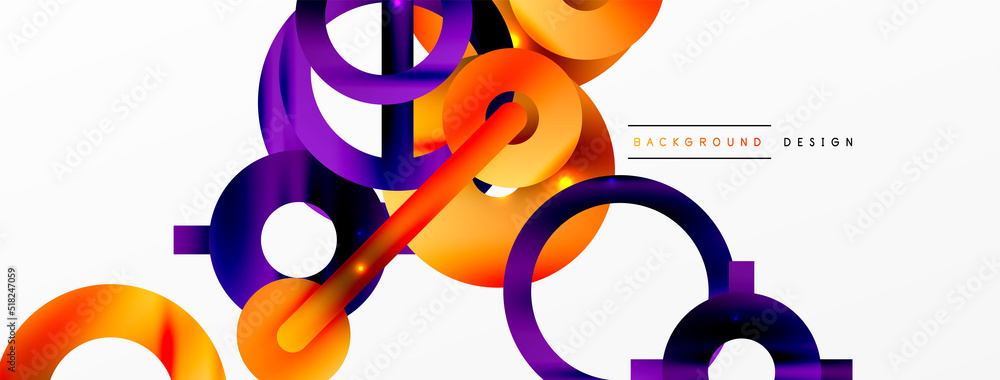 Naklejka premium Minimal geometric abstract background. Circle, line and round shapes design. Trendy techno business template for wallpaper, banner, background or landing