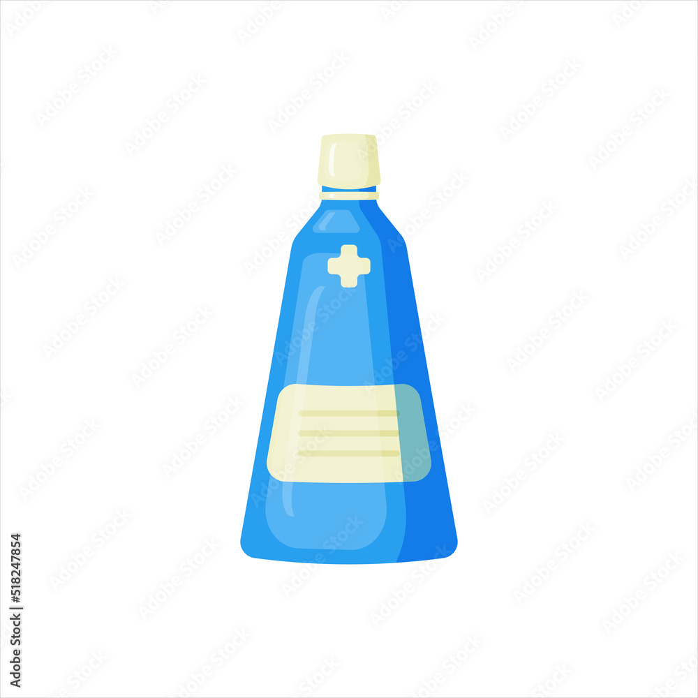 Fototapeta premium Medical bottle with label. Flat vector illustration. 
