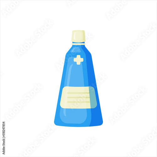 Medical bottle with label. Flat vector illustration.
