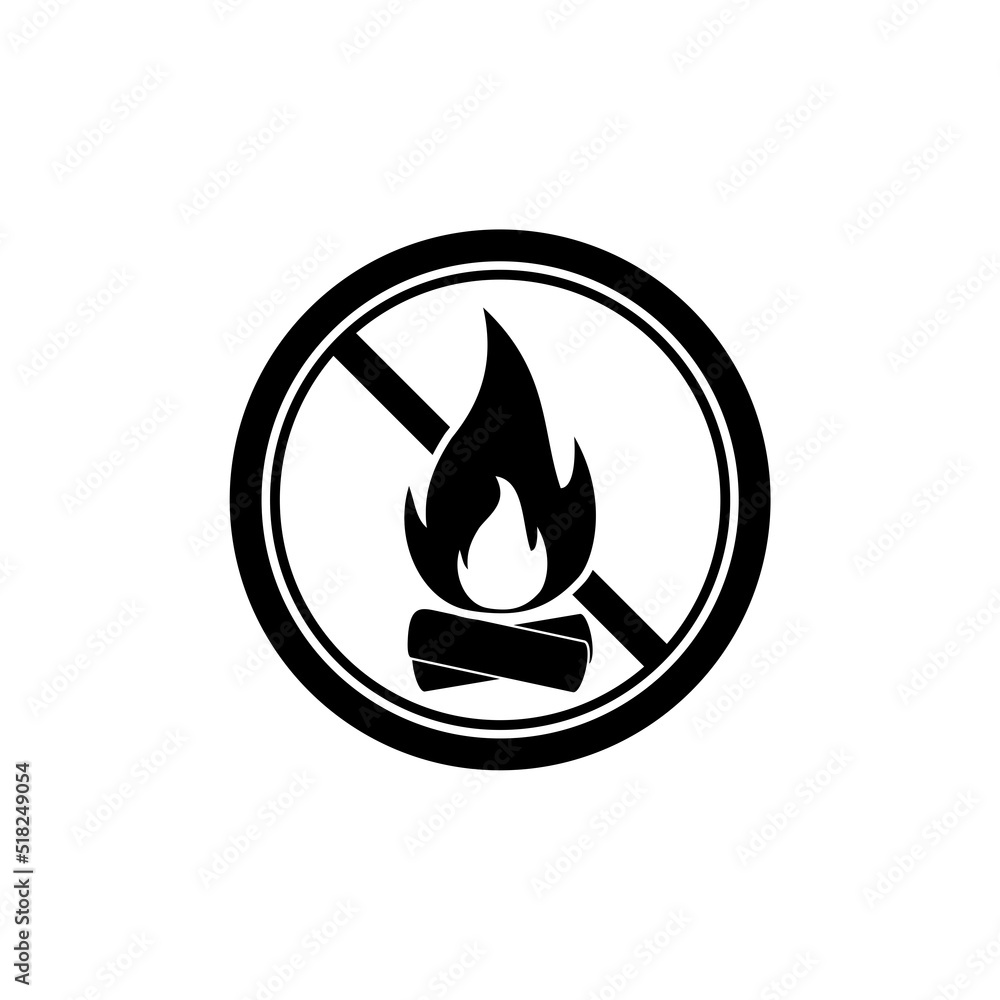 No campfire sign isolated on white background No campfire sign isolated on white background