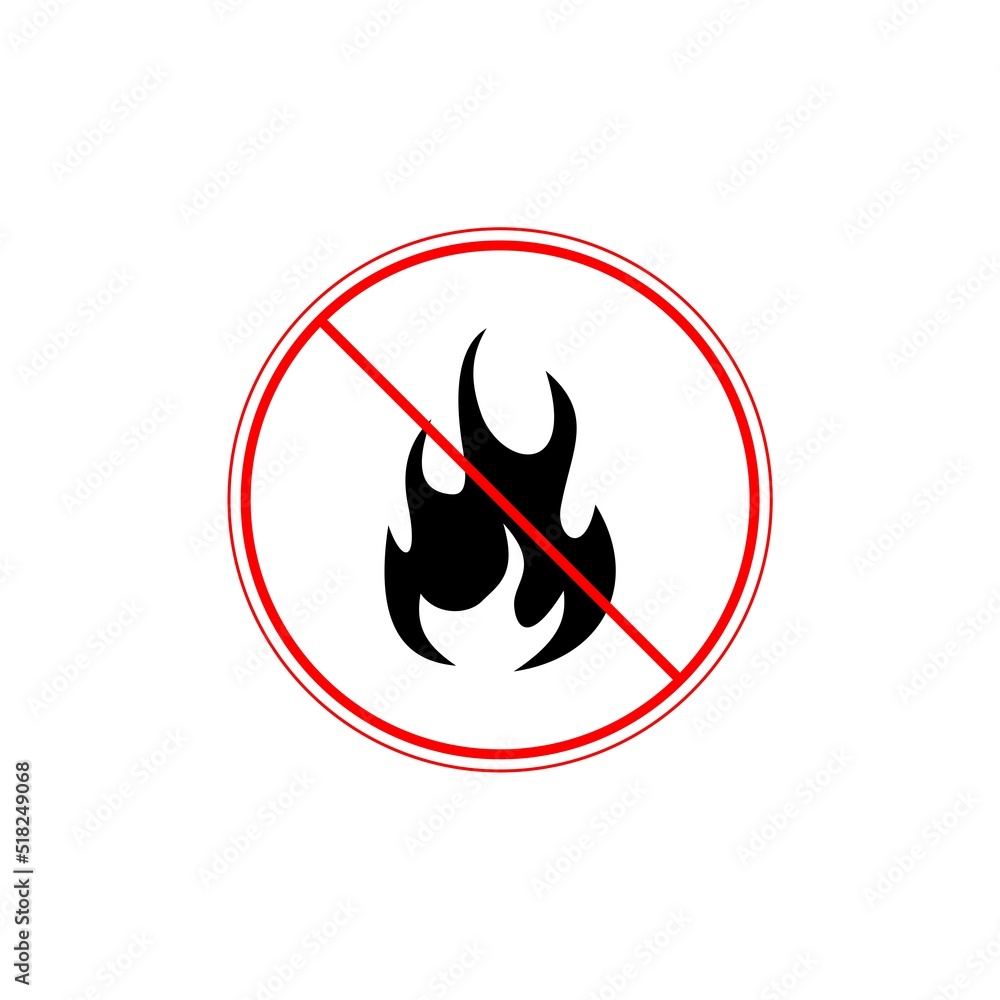 No campfire sign isolated on white background No campfire sign isolated on white background