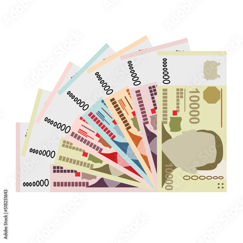 Singaporean Dollar Vector Illustration. Singapore, Brunei money set bundle banknotes. Paper money 10, 50, 100, 1000, 10000 SGD. Flat style. Isolated on white background. Simple minimal design.