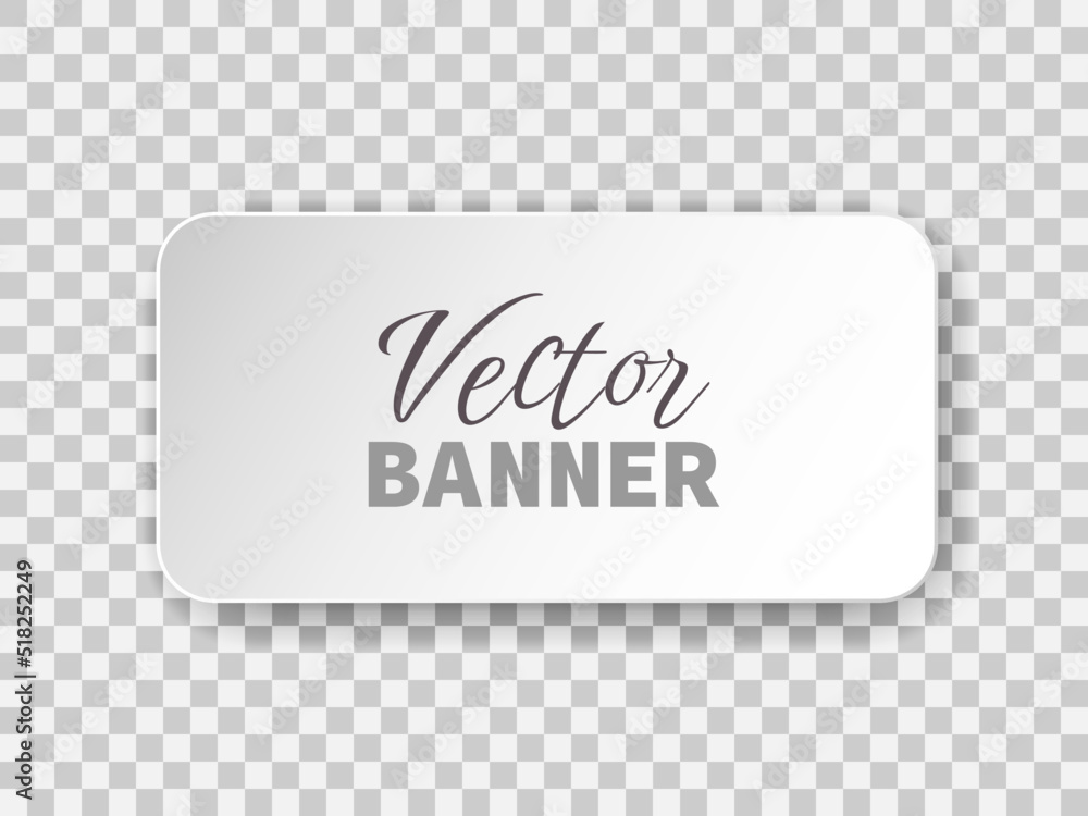White paper cut vector banner. Rectangle frame with shadow underneath ...