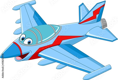 Cartoon jet fighter plane mascot character