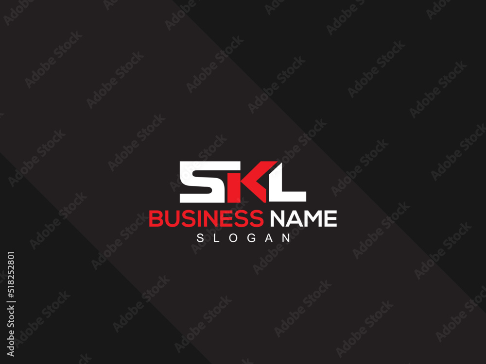 Minimalist SKL Logo Letter, Creative SK s k l Logo Icon Design With New Unique Three Letter For You - obrazy, fototapety, plakaty 