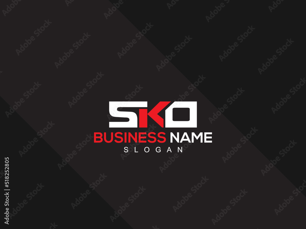 Minimalist SKO Logo Letter, Creative SK s k o Logo Icon Design With New Unique Three Letter For You - obrazy, fototapety, plakaty 