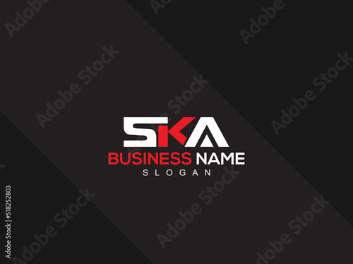 Fotografie Minimalist SKA Logo Letter, Creative SK s k a Logo Icon Design With New Unique T