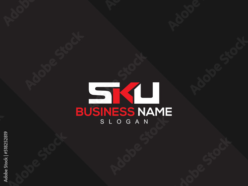 Minimalist SKU Logo Letter, Creative SK s k u Logo Icon Design With New Unique Three Letter For You