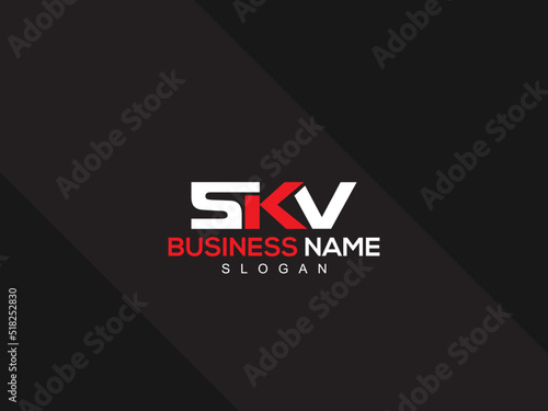 Minimalist SKV Logo Letter, Creative SK s k v Logo Icon Design With New Unique Three Letter For You photo