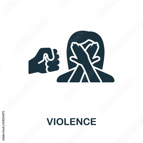 Violence icon. Monochrome simple line Harassment icon for templates, web design and infographics