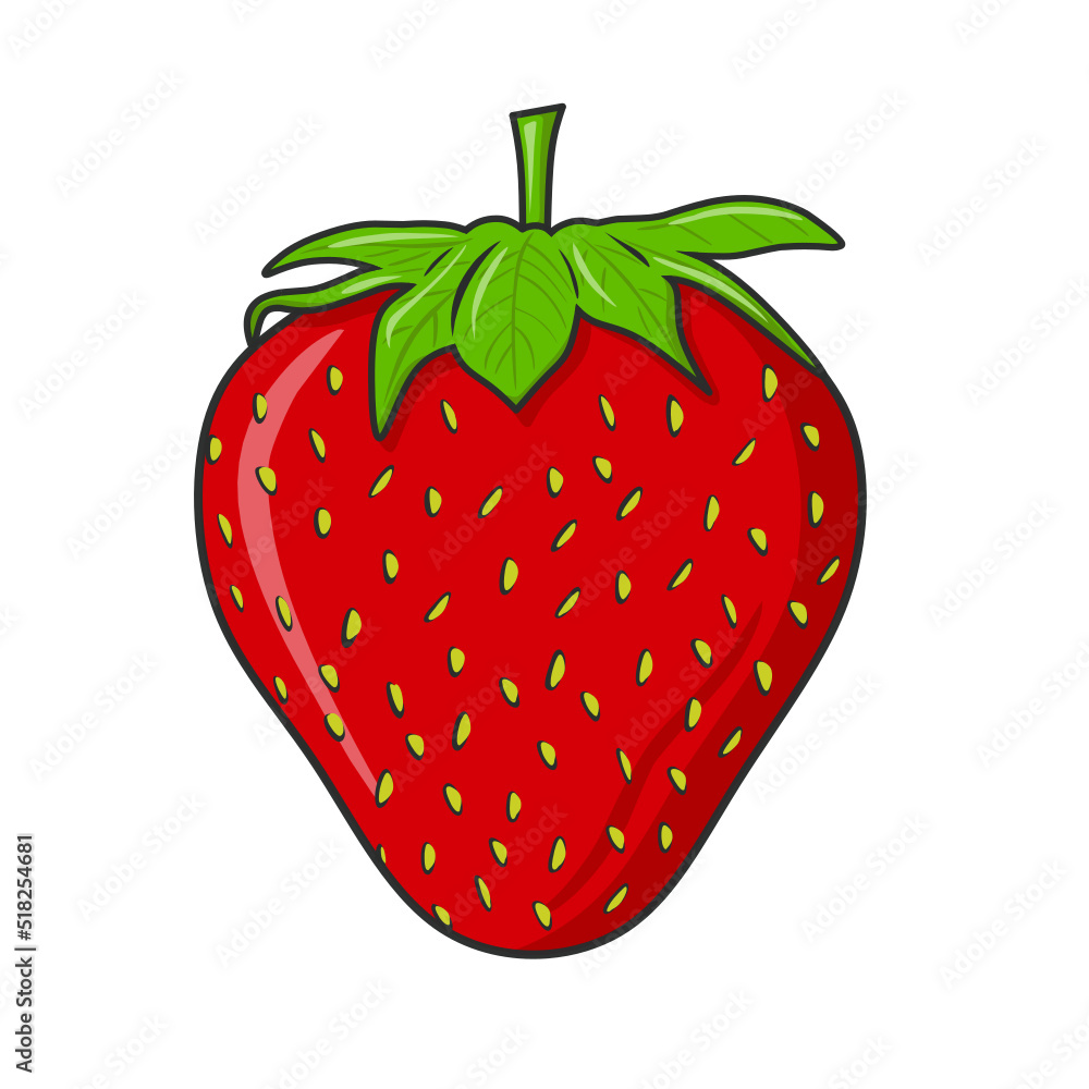 Obraz premium Vector illustration of strawberry isolated on white background. Flat design icon of strawberry on white background
