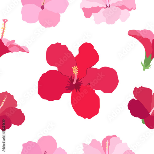 Beautiful hibiscus flowers Vector set of blooming tropical floral for holiday invitations, greeting card and fashion design Tropicania and exoticism