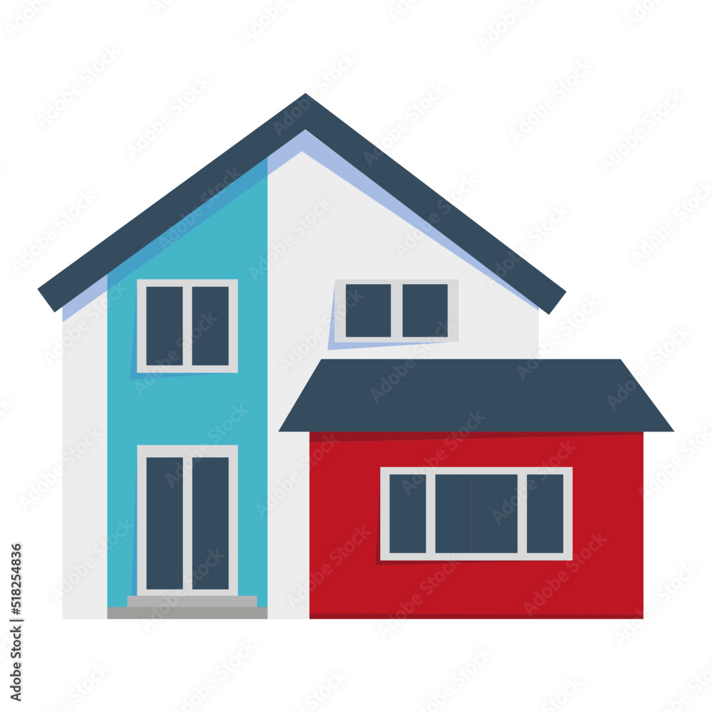 Flat icon with house. Cartoon style. Small house. Vector illustration. stock image. Flat icon with house. Cartoon style. Small house. Vector illustration. stock image.