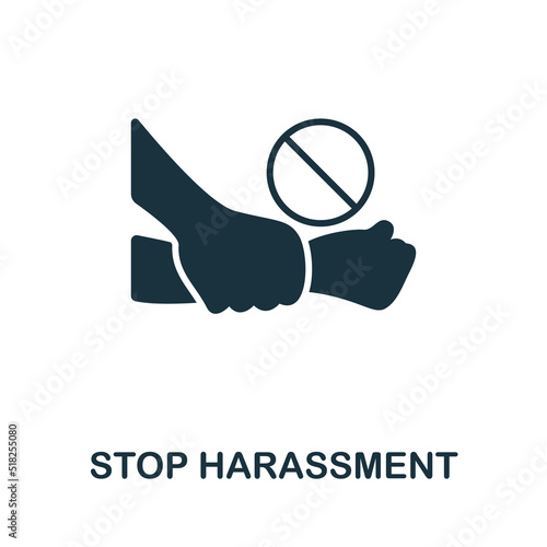 Stop Harassment icon. Monochrome simple line Harassment icon for templates, web design and infographics