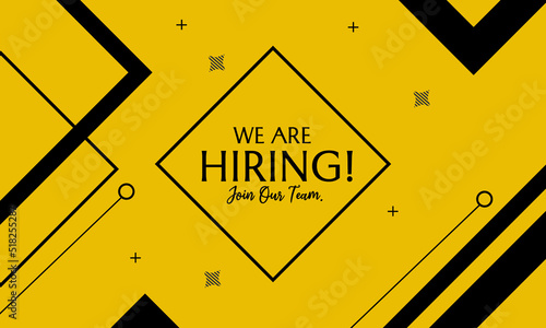 banner ad we are hiring. yellow abstract geometric background