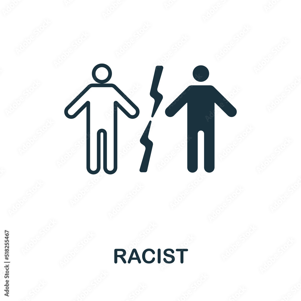 Racist icon. Monochrome simple line Harassment icon for templates, web design and infographics Racist icon. Monochrome simple line Harassment icon for templates, web design and infographics