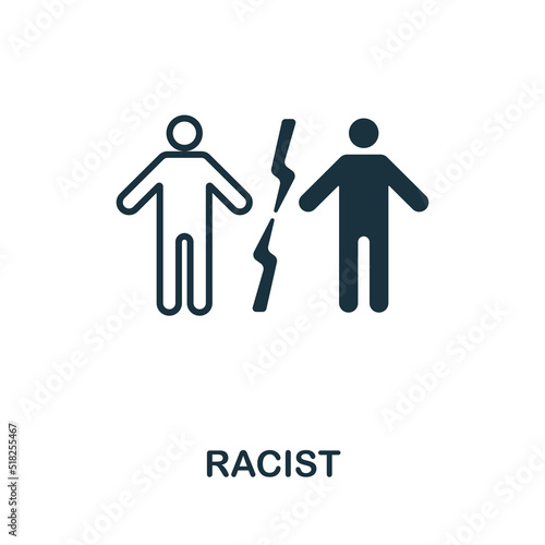 Racist icon. Monochrome simple line Harassment icon for templates, web design and infographics