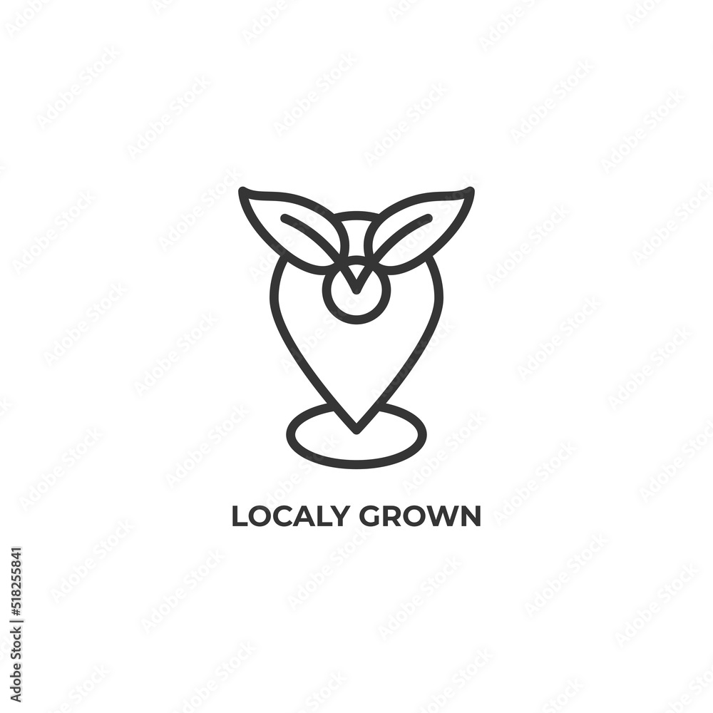 localy grown line icon. linear style sign for mobile concept and web design. Outline vector icon. Symbol, logo illustration. Vector graphics