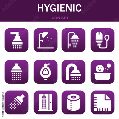 hygienic icon set. Vector illustrations related with Shower, Shower and Shower