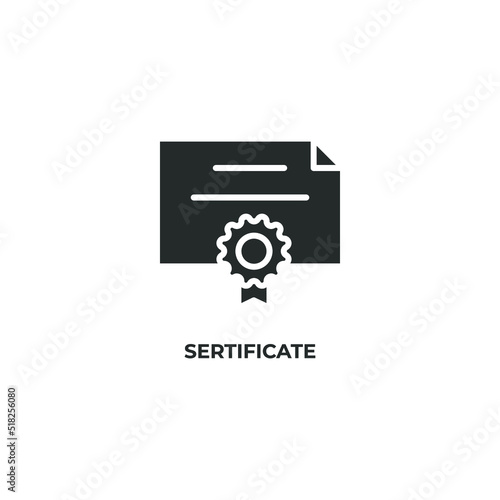 sertificate vector icon. filled flat sign for mobile concept and web design. Symbol, logo illustration. Vector graphics