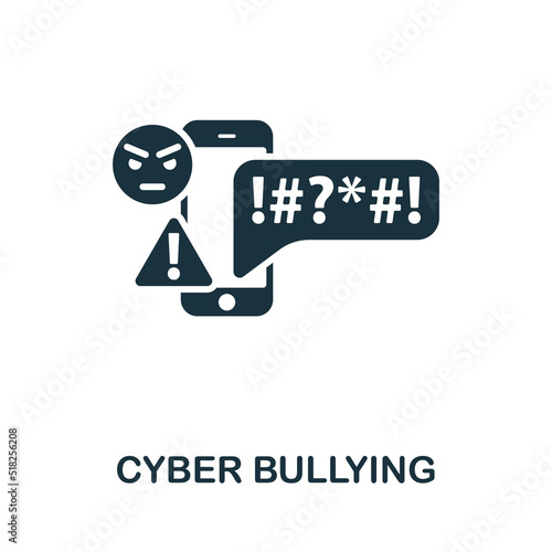Cyber Bullying icon. Monochrome simple line Harassment icon for templates, web design and infographics