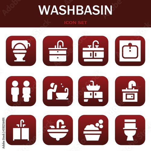 washbasin icon set. Vector illustrations related with Toilet, Sink and Bathroom