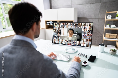 Obraz na płótnie Businessman videoconferencing on computer