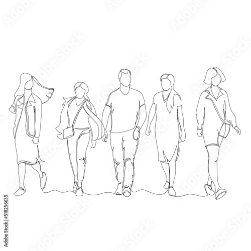 people. one line. continuous line. contour vector drawing