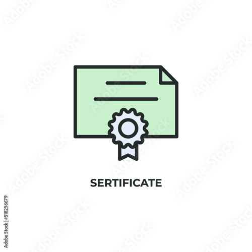 sertificate vector icon. Colorful flat design vector illustration. Vector graphics