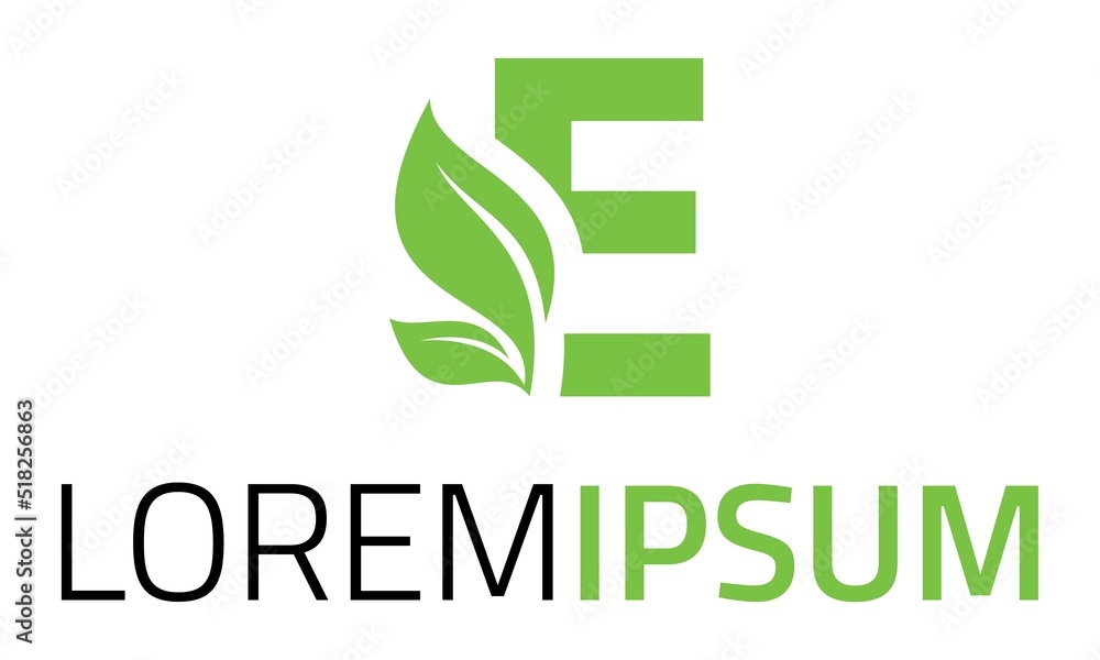 Green Leaf Letter E Organic Nature Logo Design Stock Vector | Adobe Stock