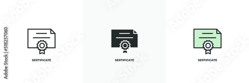 sertificate icon. Line, solid and filled outline colorful version, outline and filled vector sign. Idea Symbol, logo illustration. Vector graphics