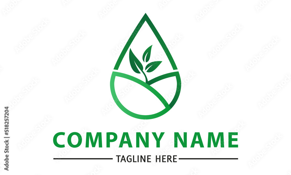 Green Water Drop Nature Eco Organic Leaf Root Logo Design Green Water Drop Nature Eco Organic Leaf Root Logo Design