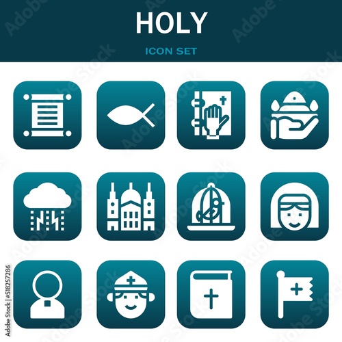 holy icon set. Vector illustrations related with Torah, Christianity and Oath