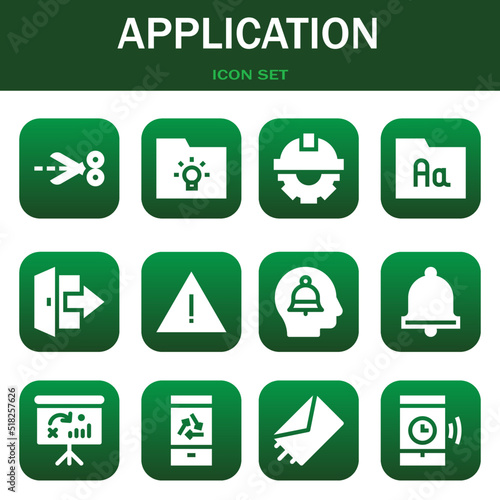 application icon set. Vector illustrations related with Scissors, Folder and Cogwheel