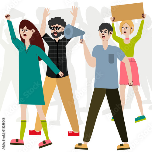 many people went to the rally in protest. Crowd of disgruntled and angry people