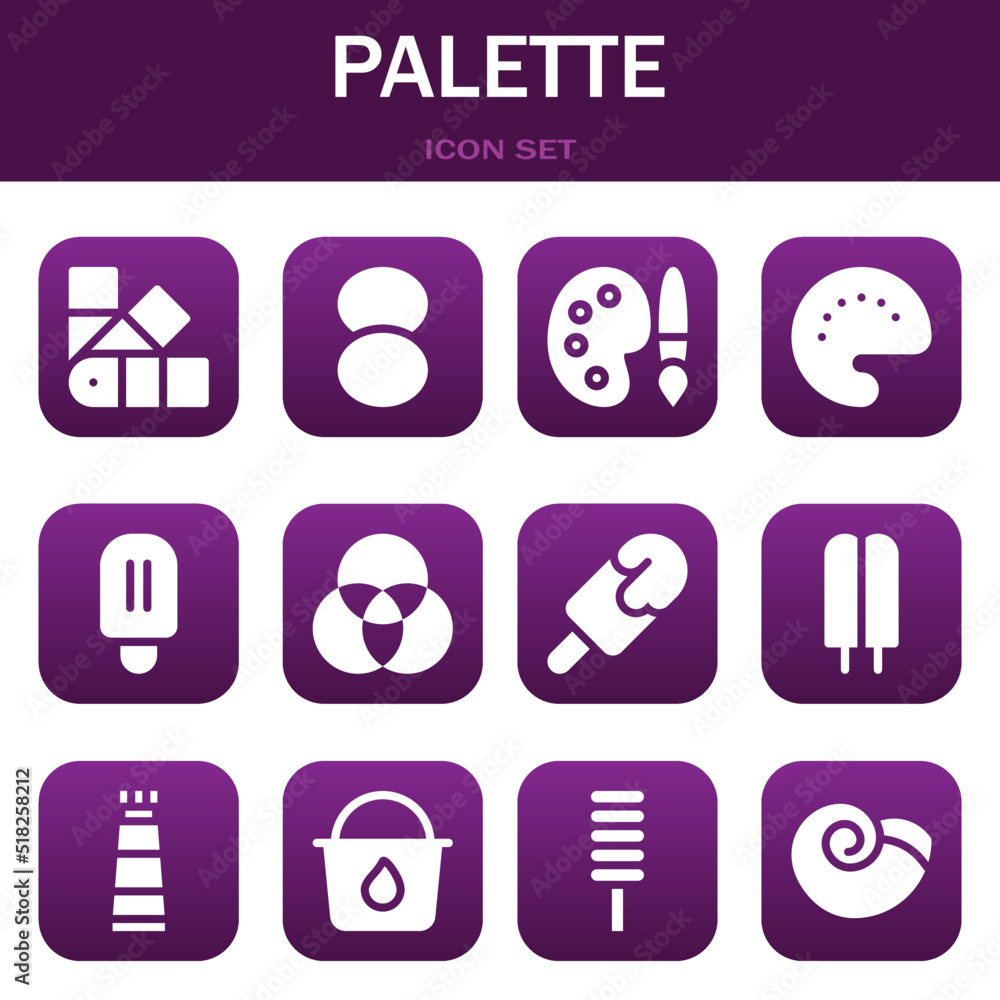 palette icon set. Vector illustrations related with Pantone, Foundation and Palette