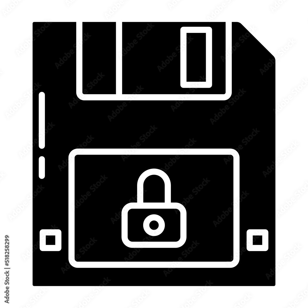 storage diskette and lock icon storage diskette and lock icon