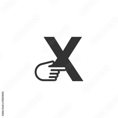 Letter combined with a hand cursor icon illustration