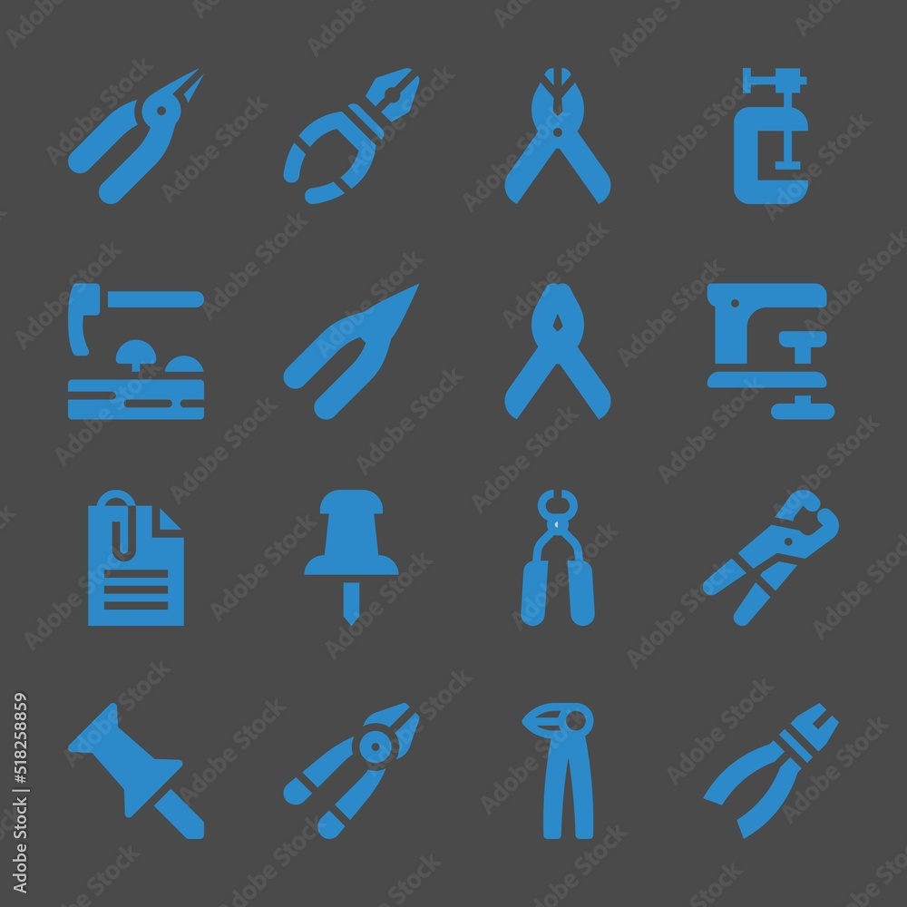 clamp web icons. Pliers and Pliers, Clamp and Clamp symbol, vector signs clamp web icons. Pliers and Pliers, Clamp and Clamp symbol, vector signs