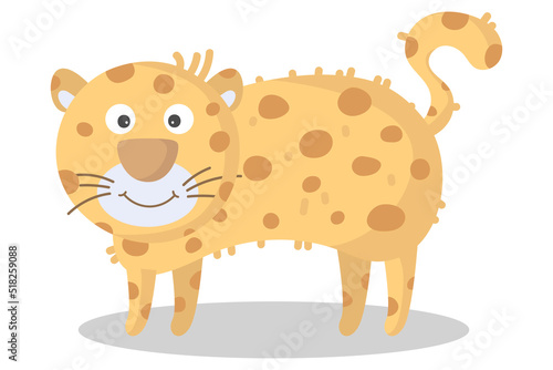 Vector cartoon leopard. African animal. funny kind leopard. Funny cute charater. Adorable little african animal for fashion print, kids wear, nursery, poster, invitation, greeting card design