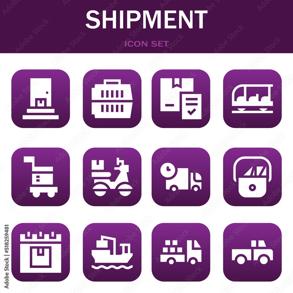 shipment icon set. Vector illustrations related with Delivery, Carrier and Delivery shipment icon set. Vector illustrations related with Delivery, Carrier and Delivery