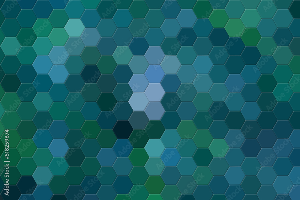 Geometryczne wielokąty w kolorze niebieskim i zielonym