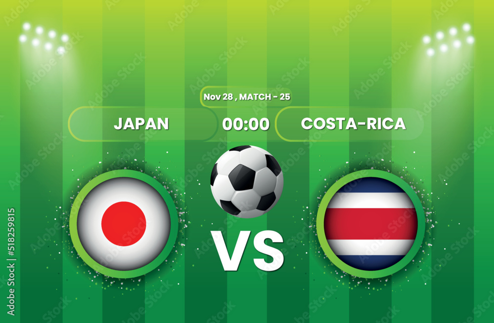 Japan vs Costa Rica Football or Soccer Match. FIFA World Cup 2022
