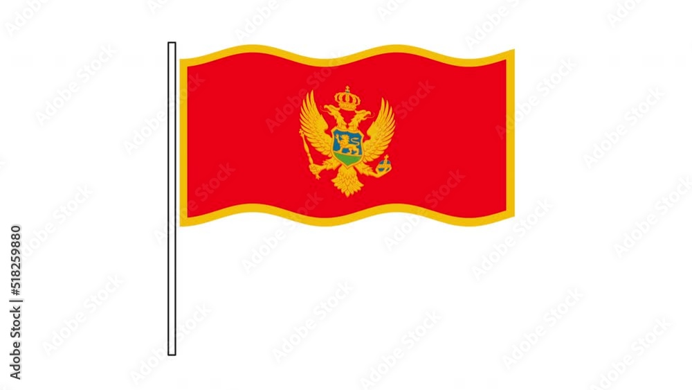 Montenegro flag seamless loop animation. Waving flag on white background. Mask, luma matte. Montenegro flag seamless loop animation. Waving flag on white background. Mask, luma matte.